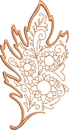 Fall Decorative Leaf Machine Embroidery Design