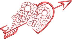 Picture of Valentine Delight Heart & Flowers Machine Embroidery Design