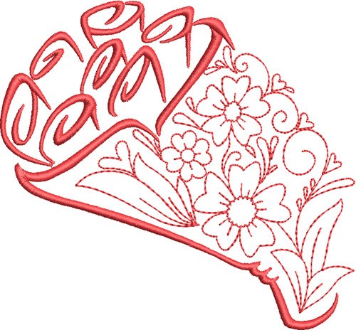 Valentine Rose Bouquet Outline Machine Embroidery Design