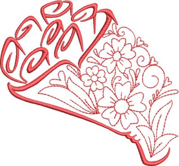 Picture of Valentine Rose Bouquet Outline Machine Embroidery Design