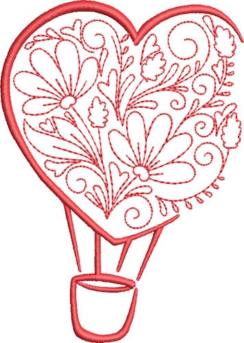 Valentine Hot Air Balloon Machine Embroidery Design