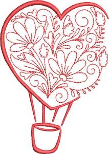 Picture of Valentine Hot Air Balloon Machine Embroidery Design