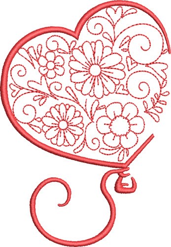 Valentine Heart Balloon Machine Embroidery Design