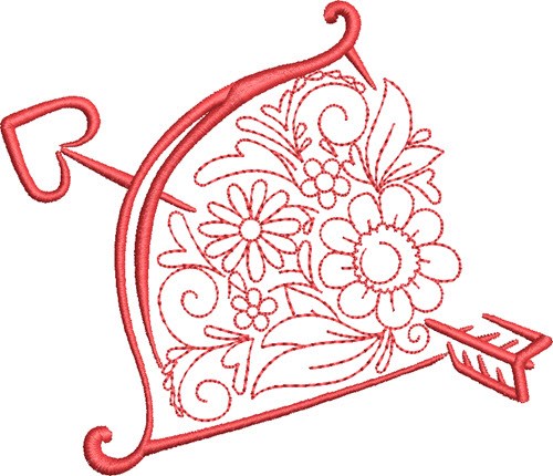 Valentines Day Cupids Arrow Machine Embroidery Design