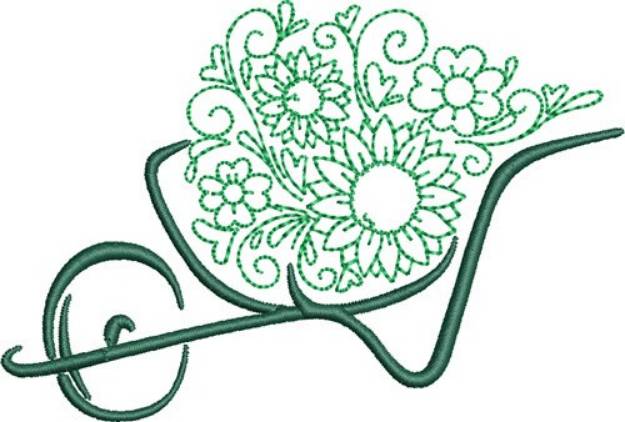 Picture of Garden Wheelbarrow Machine Embroidery Design