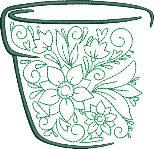 Garden Flower Pot Machine Embroidery Design