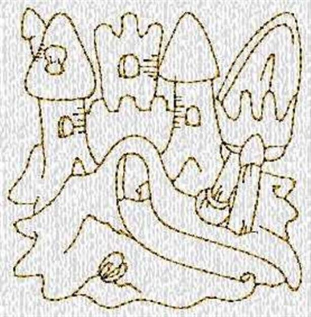 Picture of Sandcastle Quilt Block Machine Embroidery Design