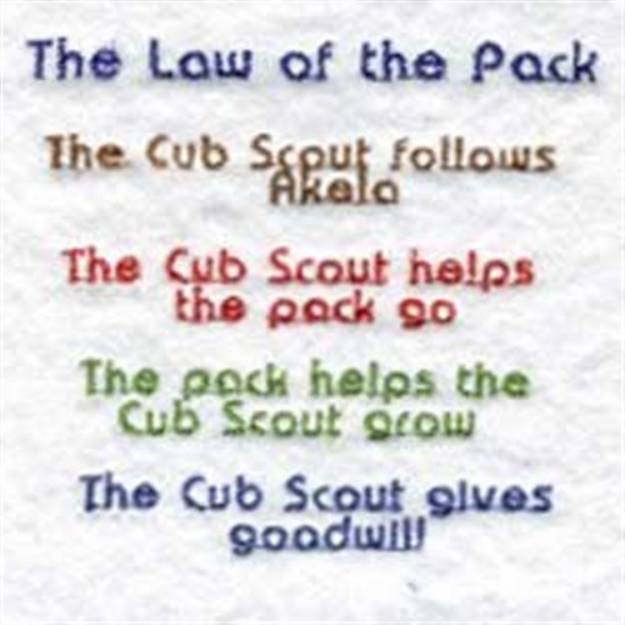 Picture of Cub Scout Law Machine Embroidery Design