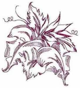 Picture of Redwork Leaves Machine Embroidery Design