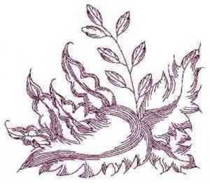 Picture of Red Work Leaves Machine Embroidery Design