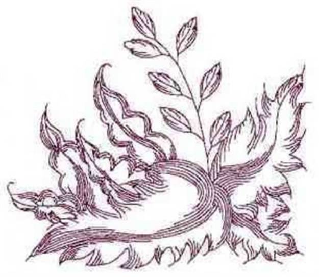 Picture of Red Work Leaves Machine Embroidery Design