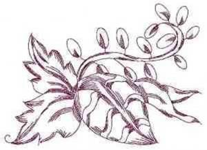 Picture of Redwork Leaf Vine Machine Embroidery Design