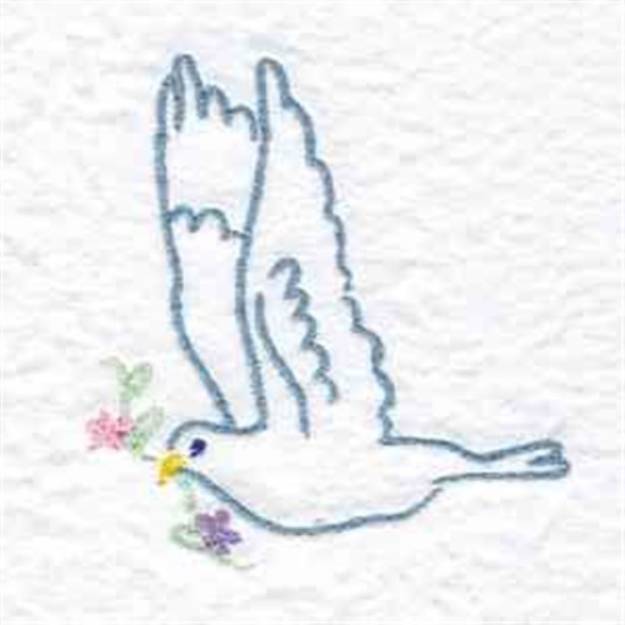 Picture of Dove With Flowers Machine Embroidery Design