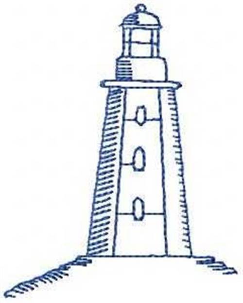 Picture of RS Redwork Lighthouse Machine Embroidery Design