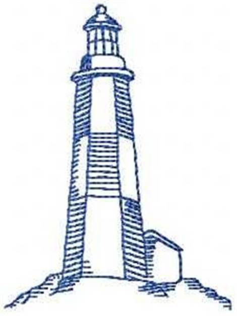 Picture of Redwork Lighthouse Machine Embroidery Design