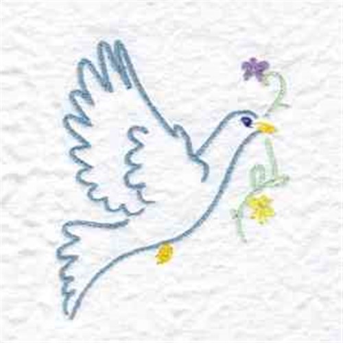 Dove With Flowers Machine Embroidery Design