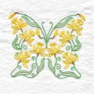 Picture of Daffodil Butterfly Machine Embroidery Design