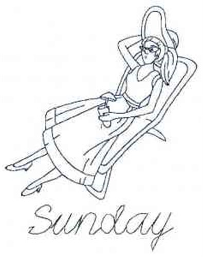 Sunday Lady Machine Embroidery Design