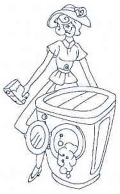 Picture of Wash Day Lady Machine Embroidery Design