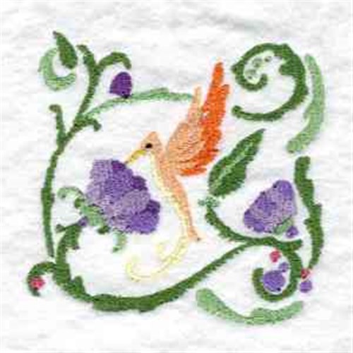 Hummingbird Flower Machine Embroidery Design