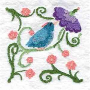 Picture of Bird Flower Machine Embroidery Design