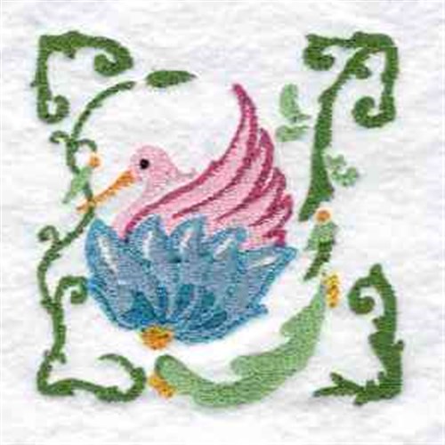Swan Flower Machine Embroidery Design