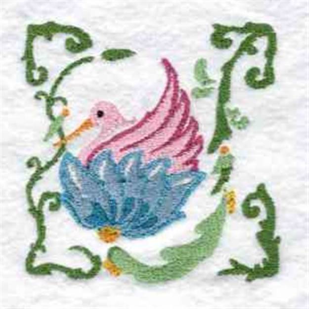 Picture of Swan Flower Machine Embroidery Design
