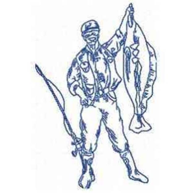 Picture of Fishermen Redwork Machine Embroidery Design