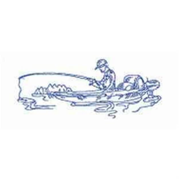 Picture of Fisher in Boat Redwork Machine Embroidery Design