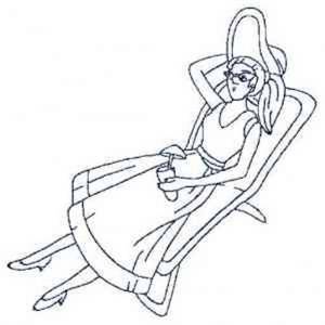 Picture of Lounging Woman Redwork Machine Embroidery Design