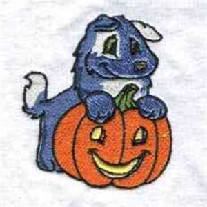 Picture of Puppy On Pumpkin Machine Embroidery Design