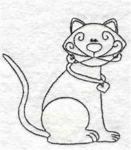 Picture of Kitty Cat Outline Machine Embroidery Design
