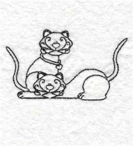Kitty Cats Outline Machine Embroidery Design