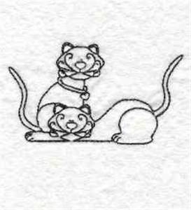 Picture of Kitty Cats Outline Machine Embroidery Design