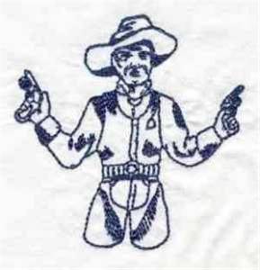 Picture of Bluework Pistol Cowboy Machine Embroidery Design