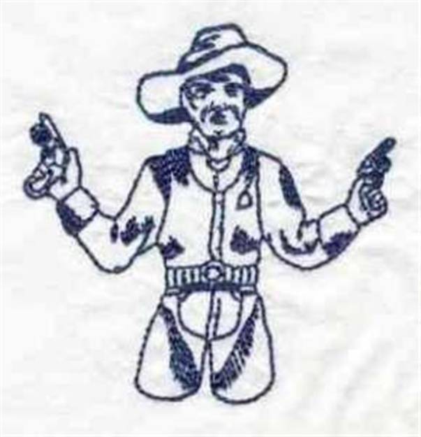 Picture of Bluework Pistol Cowboy Machine Embroidery Design