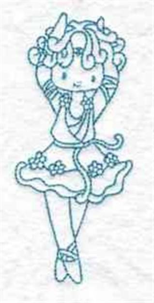 Picture of Bluework Dancing Girl Machine Embroidery Design