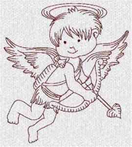 Picture of Redwork Cupid Machine Embroidery Design