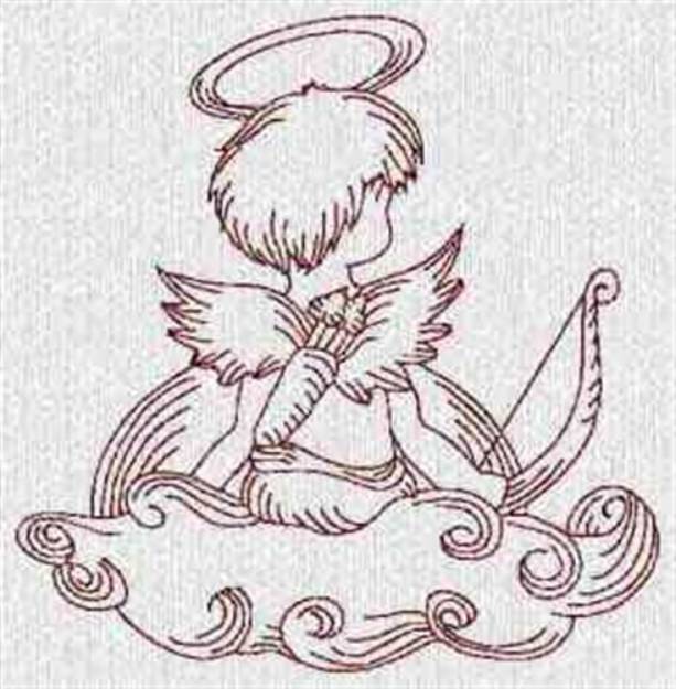 Picture of Redwork Cupid Back Machine Embroidery Design