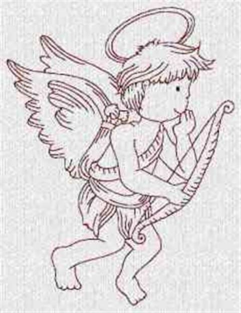 Picture of Redwork Cupids Arrow Machine Embroidery Design