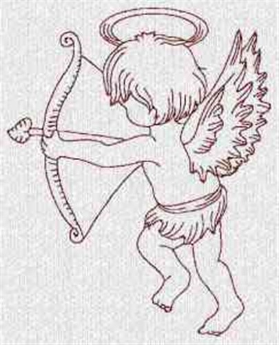 Redwork Shooting Cupid Machine Embroidery Design