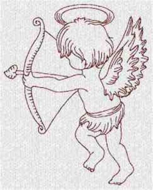 Picture of Redwork Shooting Cupid Machine Embroidery Design