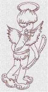 Picture of Redwork Floating Cupid Machine Embroidery Design