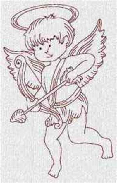 Picture of Redwork Cupid Machine Embroidery Design