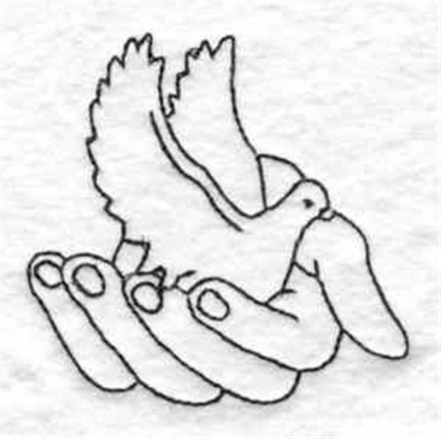 Picture of Dove Hand Outline Machine Embroidery Design