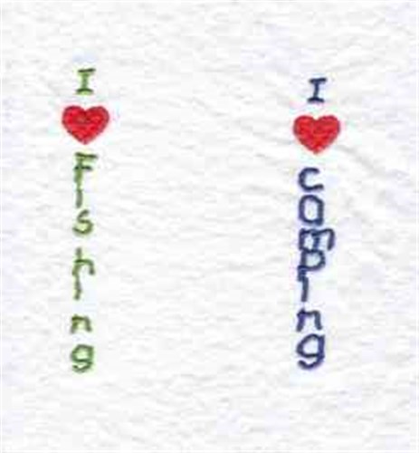 I Love Fishing/Camping Machine Embroidery Design