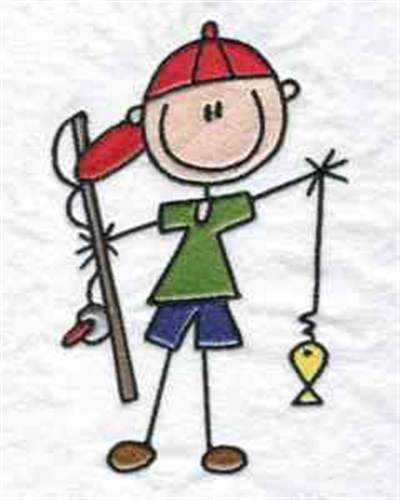 Kid Camping And Fishing Machine Embroidery Design