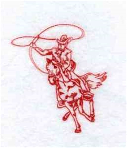 Redwork Cowboy Machine Embroidery Design