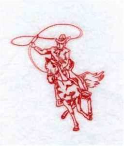 Picture of Redwork Cowboy Machine Embroidery Design