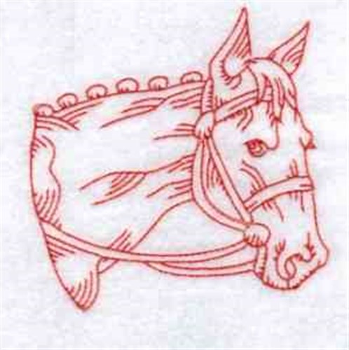 Redwork Horse Head Machine Embroidery Design